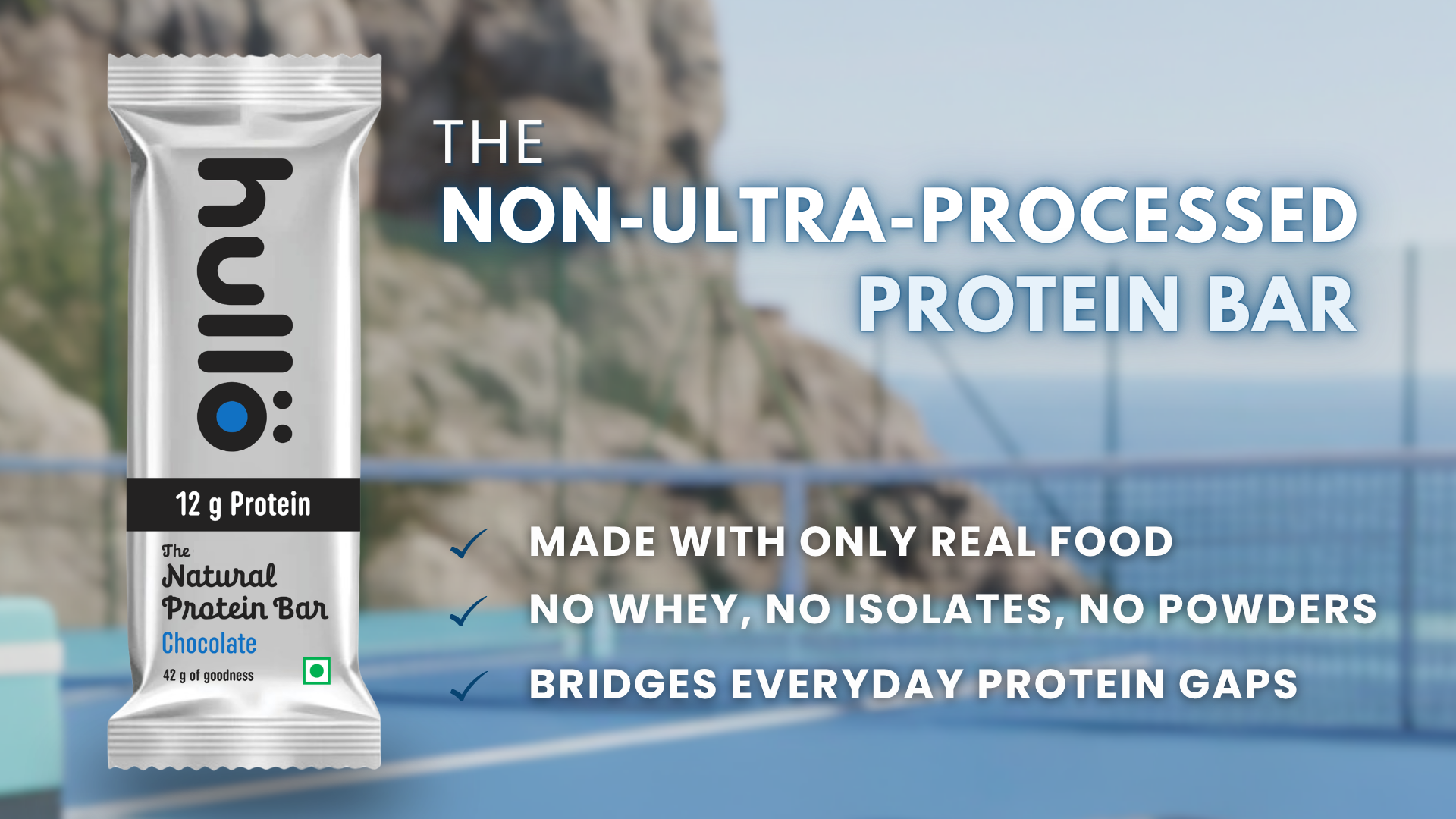 Hullo Natural Protein Bar Chocolate – 12g Protein (12 X 42g Pack) | Gluten Free, Dairy Free, Soy Free Protien Bar Rich in Omega 3, 6 & 9 with Nuts & Seeds | Healthy Protein Bar for Gym & Daily Energy