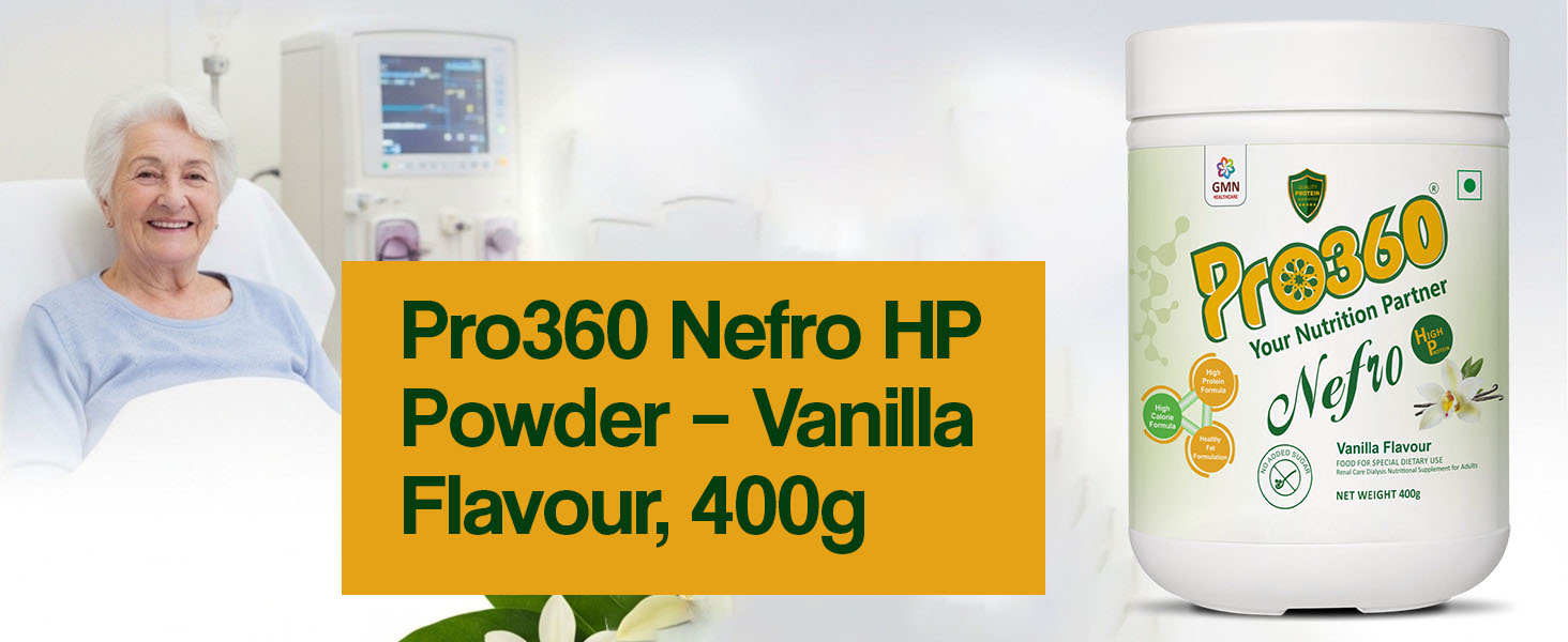 Pro360 Nefro HP Powder – Vanilla Flavour, 400g – High Protein Dialysis Care Nutritional Supplement for Renal Support – Vanilla Protein Powder with L-Taurine, L-Carnitine & Essential Nutrients