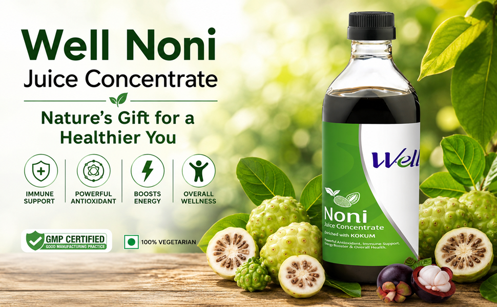 Well Noni Juice Concentrate Enriched with Kokum, 1 L
