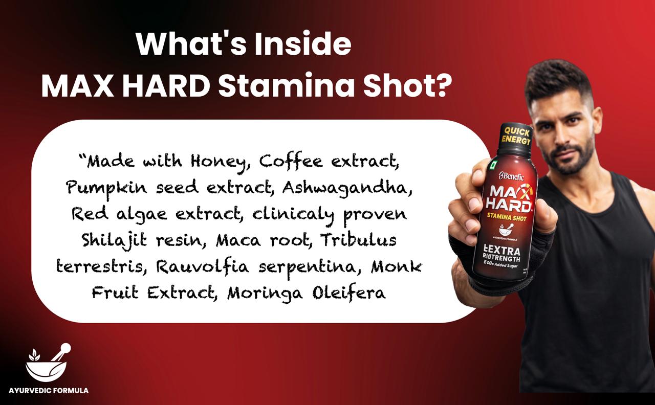 Max hard Ayurvedic Stamina Shot 60ml each (Pack of 10) | Extra Strength | No Added Sugar