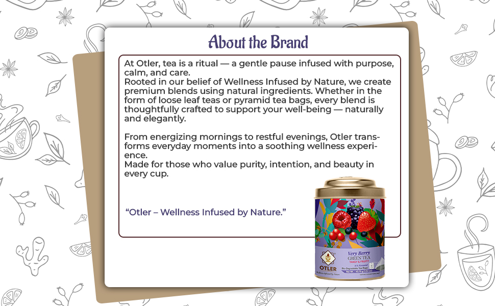 Otler Very Berry Green Tea | 25 Fruity Tea Bags in Reusable Metal Caddy | Berry-Flavoured Green Tea | Medium Caffeine | Refreshing, Aromatic & Light |