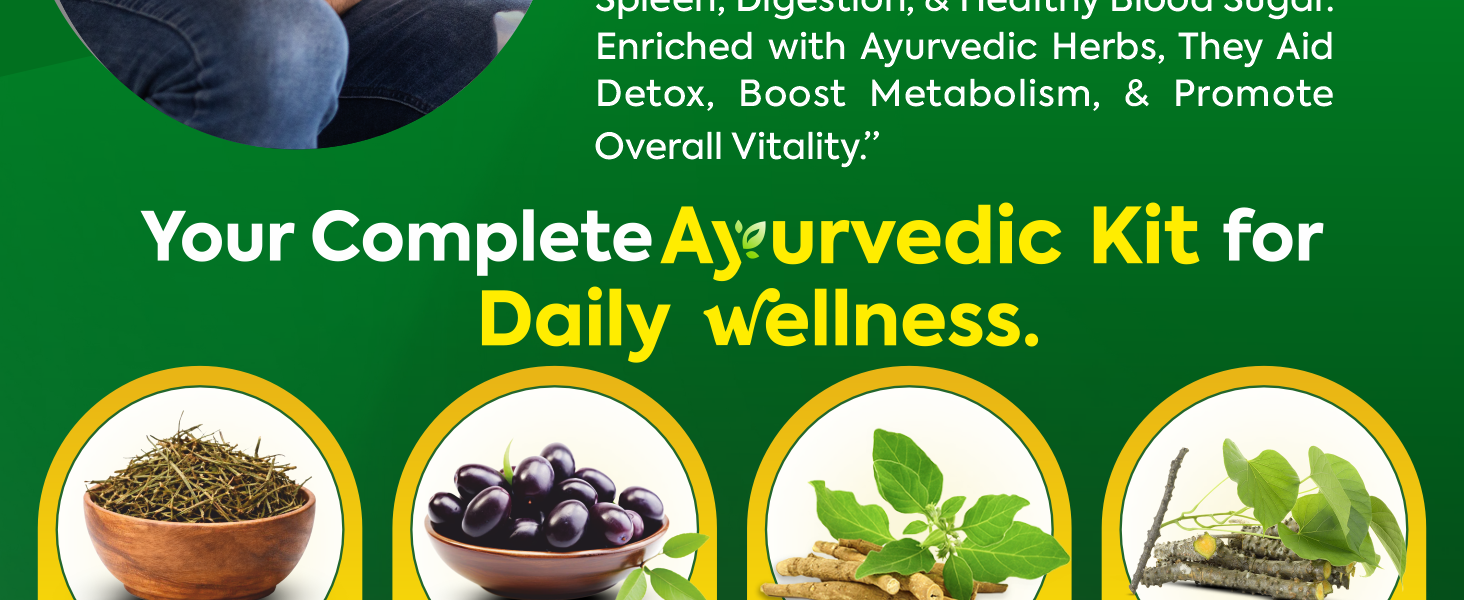 Gut Detox Kit with Liv & Sugar Balance Combo | Pet Yakrit Pleeha Kit + Dr. Liver + Shuddhi Dr. Madhu Care | With Amla, Giloy, & Gudmar | For Digestion, Metabolism & Liver Health