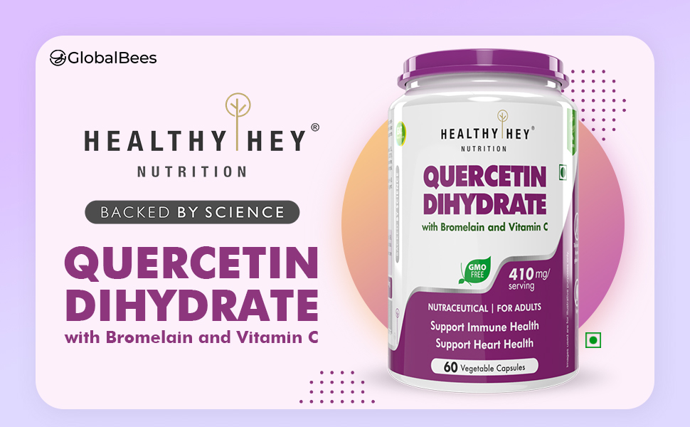 HealthyHey Nutrition Quercetin Dihydrate with Bromelain and Vitamin C - 410 mg per serving - 60 Vegetable Capsules