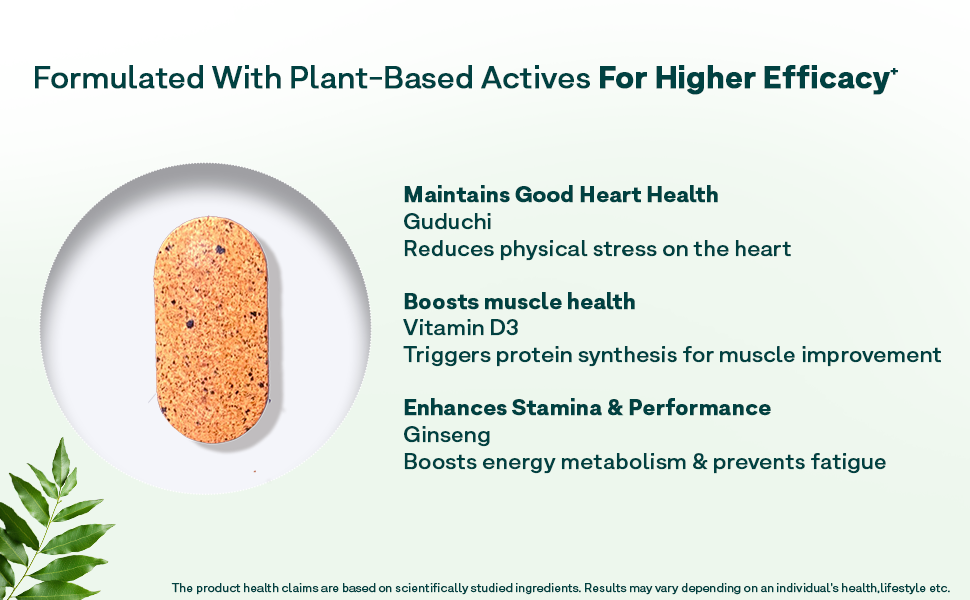 OZiva Plant Based Multivitamins for Men 35+| For Heart & Muscle Health, Stamina & Performance| With Guduchi Extract, Vegan Vitamin D3, 50 Vegetarian Tablets