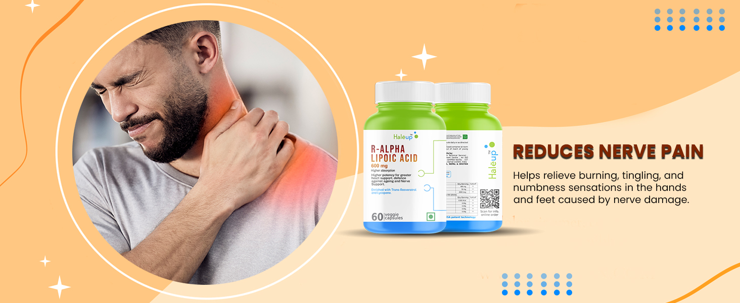 Haleup Alpha Lipoic Acid, 600 mg II Enriched with Lycopene & Resveratrol || Healthy Liver || Heart || Blood Sugar & Potent Antioxidant, (1 Pack X 60s Count)