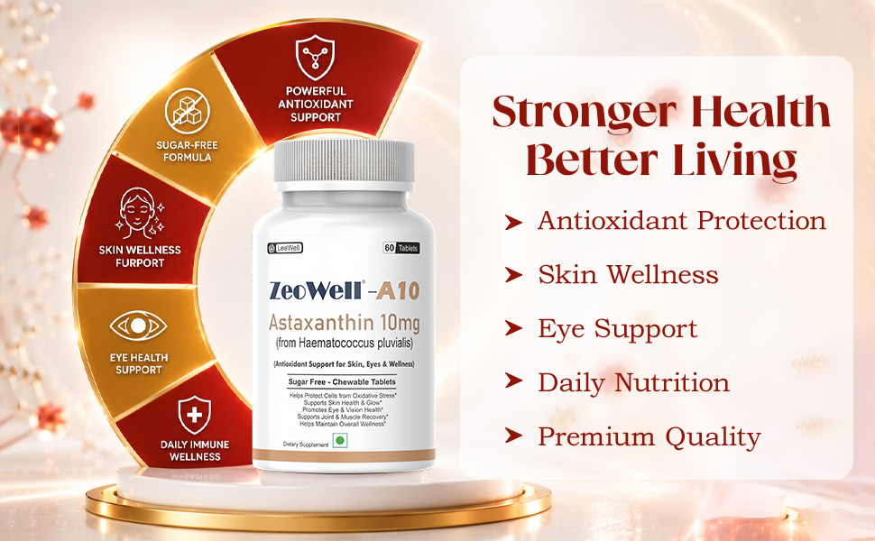 A10 (LeeWell) Astaxanthin 10mg Supplement, Sugar Free, 60 Tablets