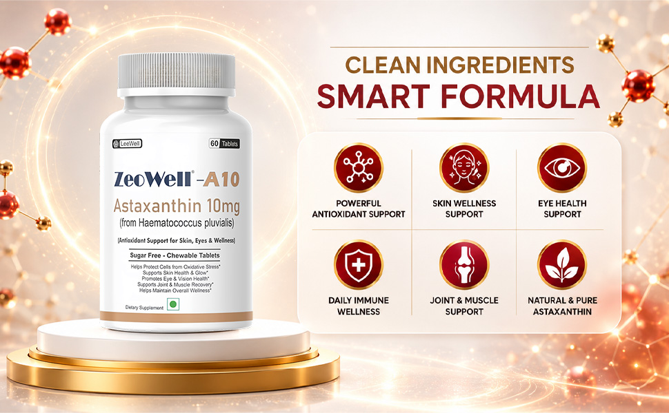 A10 (LeeWell) Astaxanthin 10mg Supplement, Sugar Free, 60 Tablets