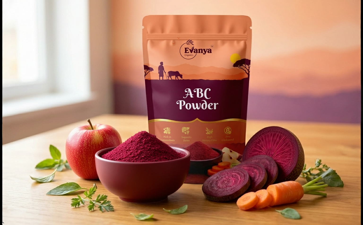 Evanya Organics ABC Powder - 200g || Apple-Beetroot-Carrot Blend || Simple Nutrition for Real Routines
