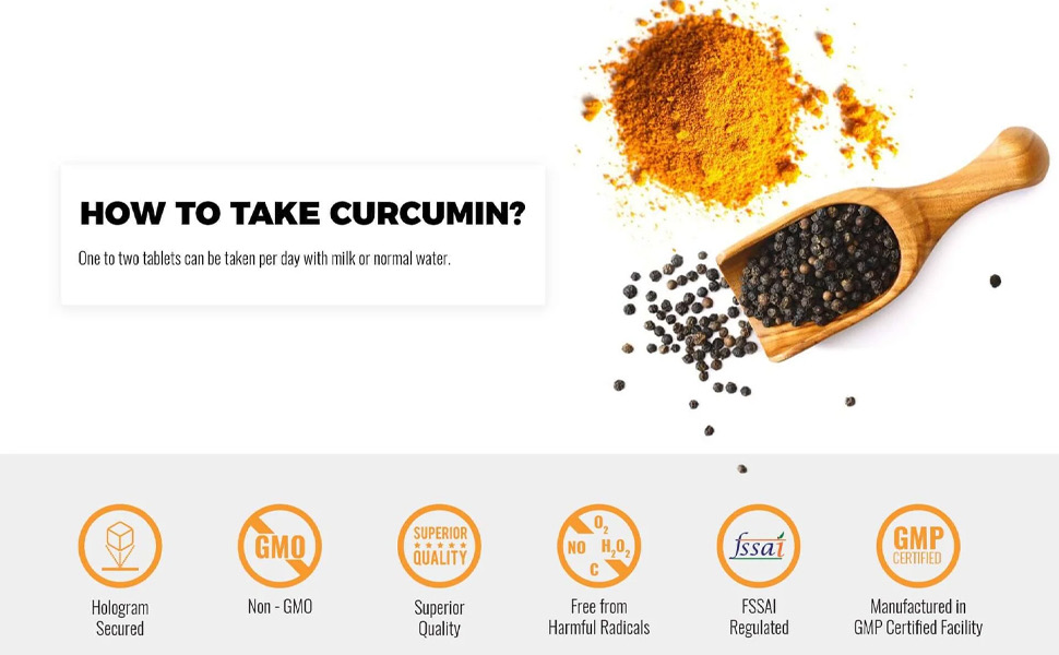 Steadfast Nutrition Curcumin Piperine Natural & Potent Supplements for Improved Wellbeing & Health Immunity (60 Tablets)