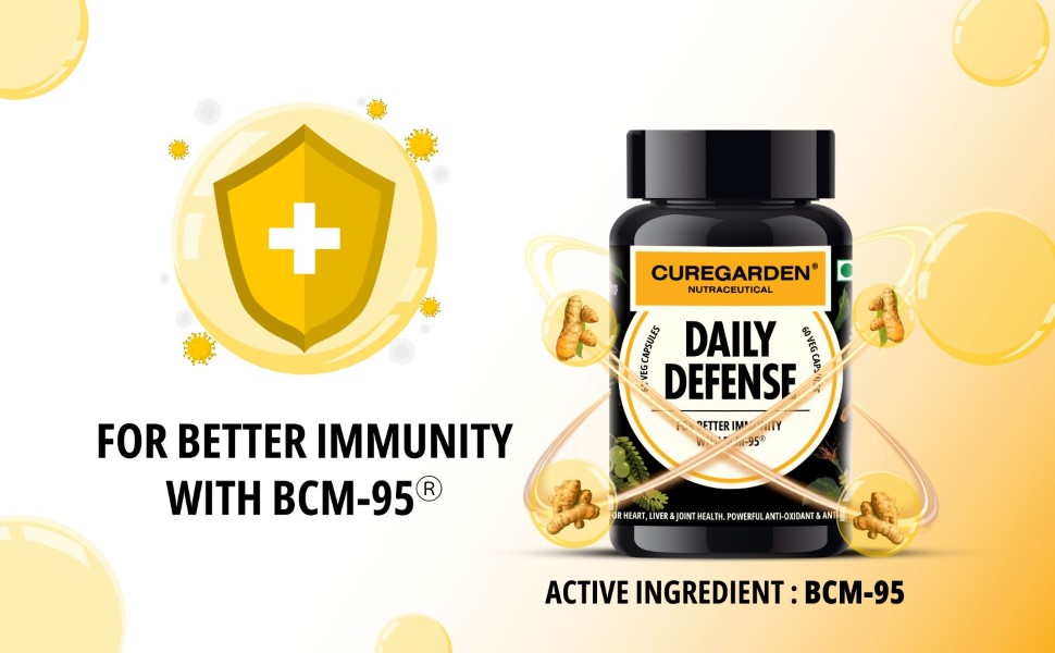 Curegarden Daily Defense Curcumin BCM-95 500mg Capsules, Pack of 2, 60 Caps