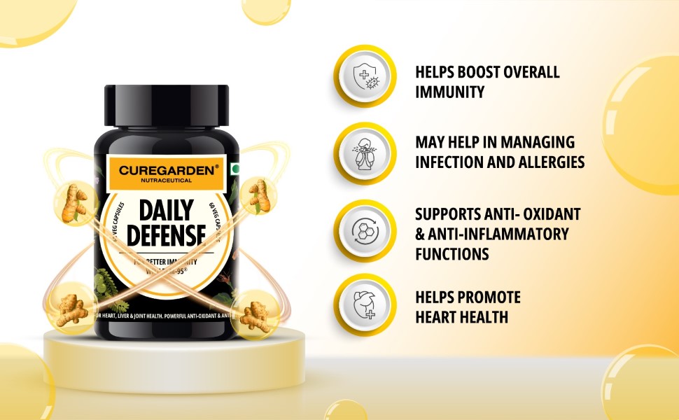 Curegarden Daily Defense Curcumin BCM-95 500mg Capsules, Pack of 2, 60 Caps