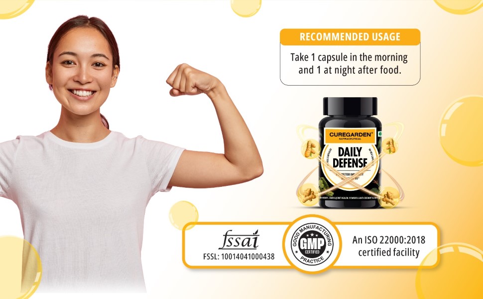 Curegarden Daily Defense Curcumin BCM-95 500mg Capsules, Pack of 2, 60 Caps