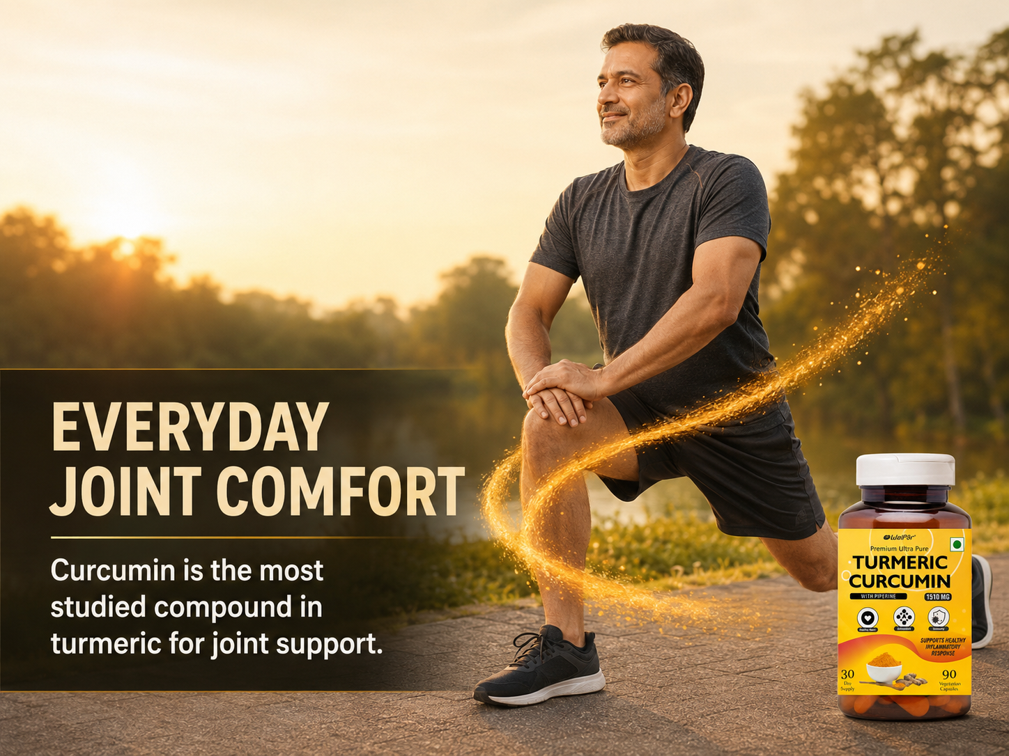 WALPAR Organic Curcumin Turmeric with Piperine Bioperine - 1510mg 90 Capsules