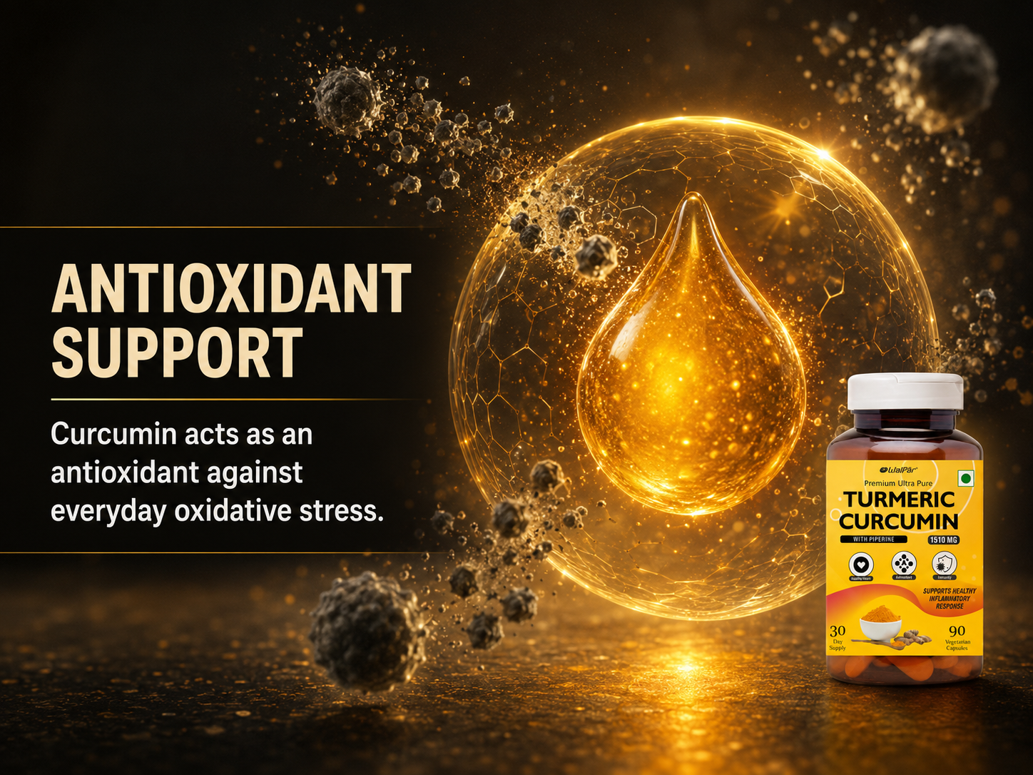 WALPAR Organic Curcumin Turmeric with Piperine Bioperine - 1510mg 90 Capsules
