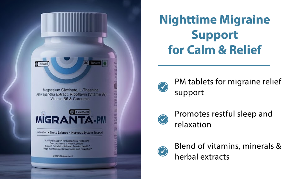 PM (LeeWell) Migraine & Headache Support Supplements, 30 Tablets