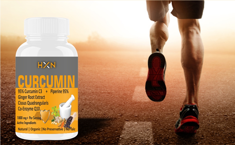 HXN Curcumin Tablets With Piperine (Bioperine), Turmeric Powder (95% Curcuminoids), Ginger, Vitamin C, Zinc, COQ10 For Immunity Booster And Antioxidant Supplement–60 Tablet (No Capsules Pack1)