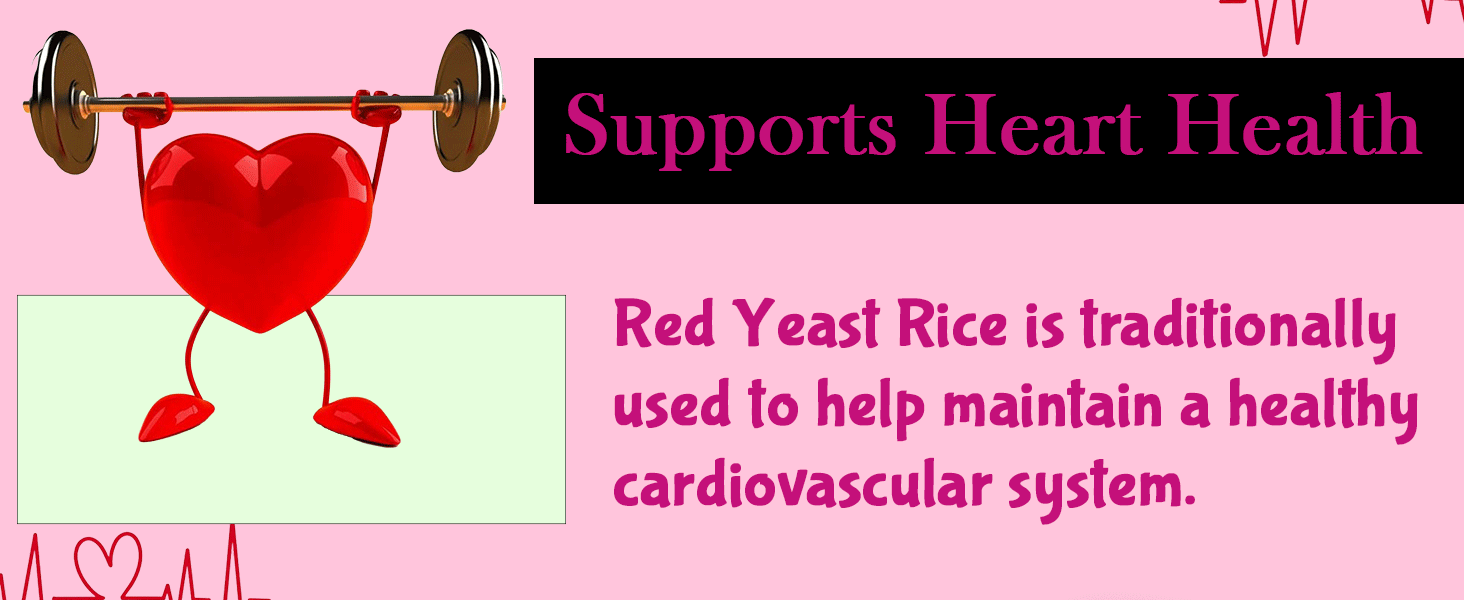 Red Yeast Rice 1100mg with Coenzyme Q10 & Beta Sitosterol | Heart Health & Cholesterol Support Supplement | 90 Capsules (45 Servings)