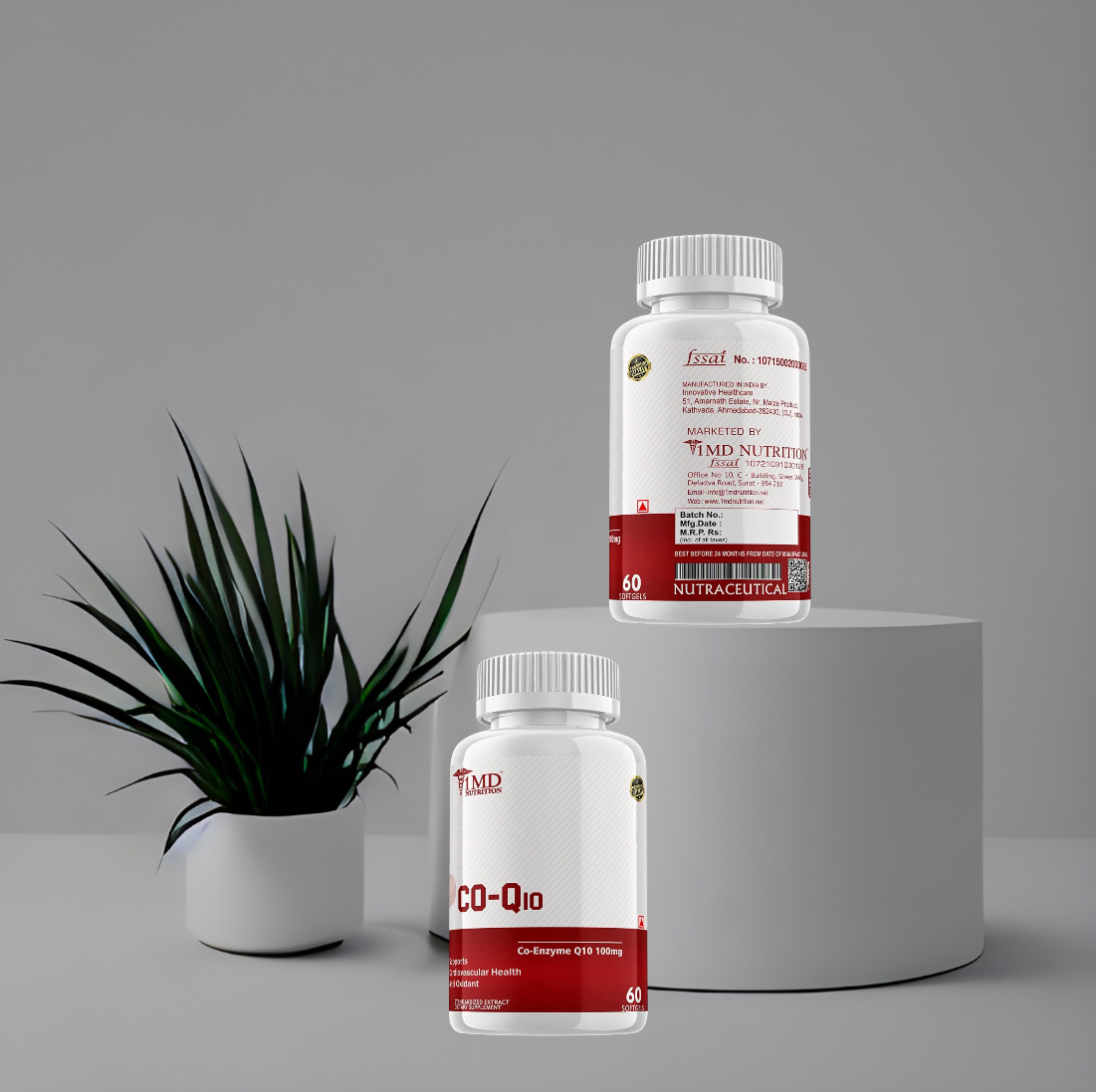 1MD Nutrition Coenzyme Q10 (Co-Q10, Ubiquinol) 100mg - Cardiovascular Health Support - Antioxidant - 60 Tablets