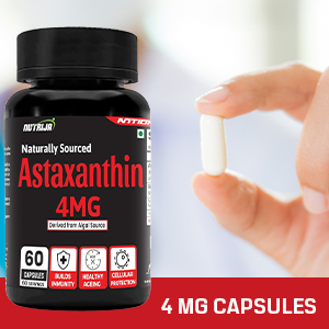 NutriJa Naturally Sourced Astaxanthin 4mg with Grape Seed Extract - 90 Veg Capsules | Powerful Antioxidant for Eye Health, Skin Care & Immunity