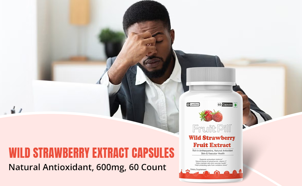 (LeeWell) Wild Strawberry Fruit Extract powder Supplement, Natural Source of fisetin Antioxidant, For Skin and Vascular Health- 60 Capsules