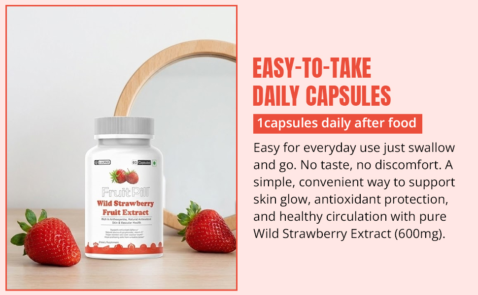 (LeeWell) Wild Strawberry Fruit Extract powder Supplement, Natural Source of fisetin Antioxidant, For Skin and Vascular Health- 60 Capsules