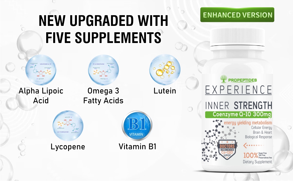 Coq10 Supplement, Coenzyme Q10 300mg (Ubiquinol) Tablet with Omega 3, Alpha Lipoic Acid, Vitamin B1 To Helps Boost Heart Health, Energy, And Antioxidant Support 60 Tablets