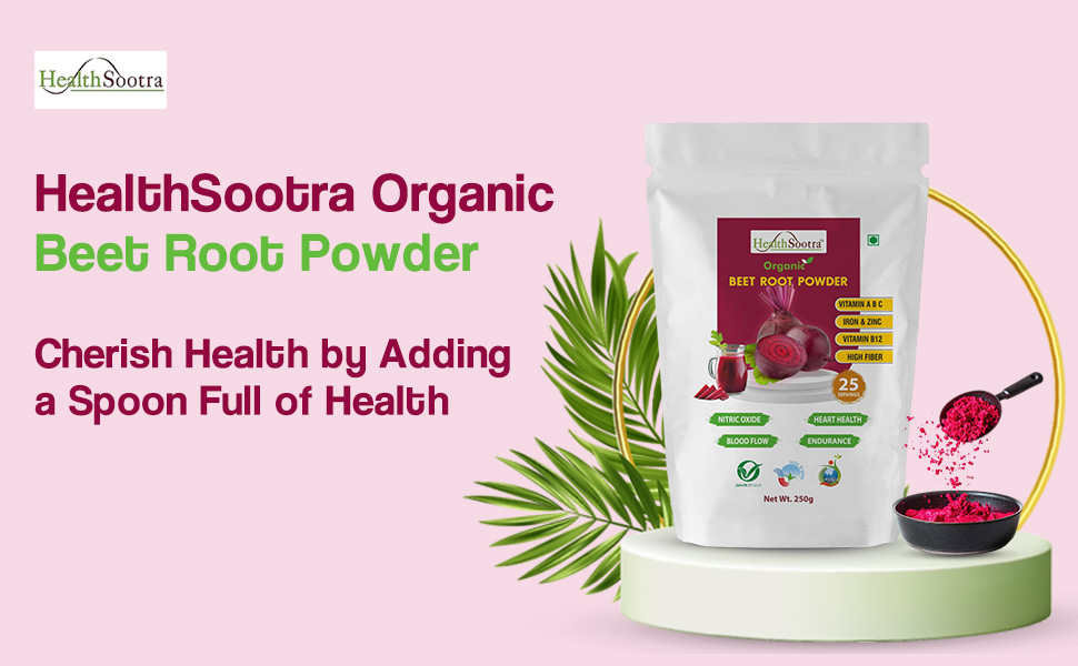 Healthsootra Organic Beetroot Powder (250gm)| Rich in Antioxidants & Amino Acids, Immunity Booster | Supports Heart, Hair Growth and Glowing Skin | for Pre and Post Workout Drink