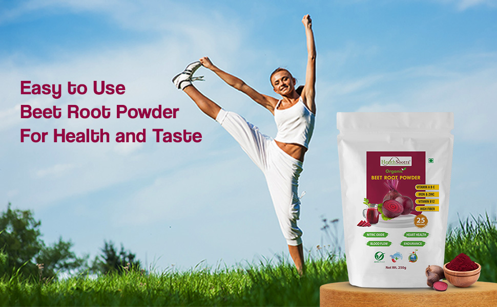 Healthsootra Organic Beetroot Powder (250gm)| Rich in Antioxidants & Amino Acids, Immunity Booster | Supports Heart, Hair Growth and Glowing Skin | for Pre and Post Workout Drink