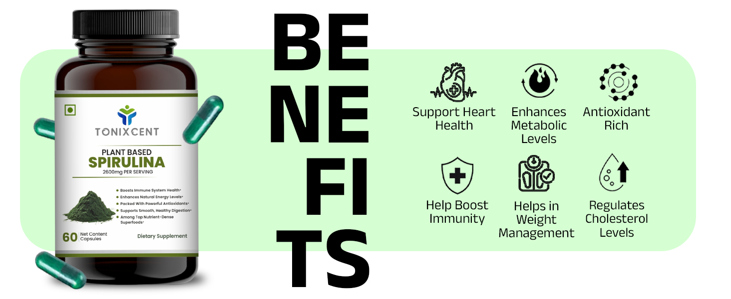 Skin Glow Stack | Spirulina & Curcumin Capsules | Boosts Immunity, Reduces Inflammation & Enhances Recovery | 60+60 Vegan Capsules