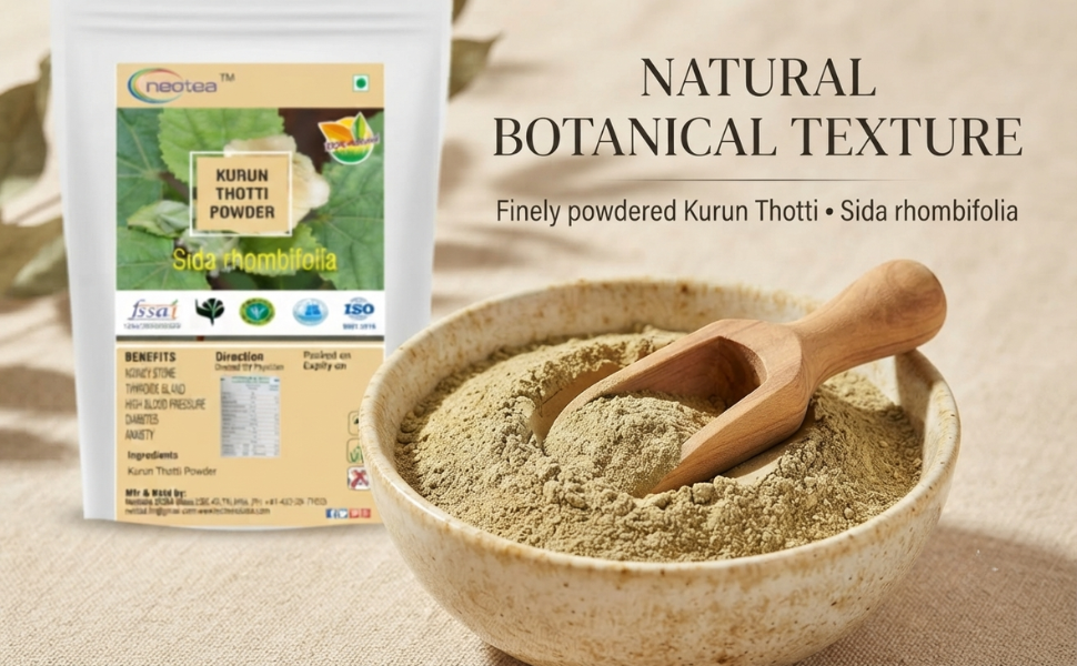 Neotea Kurunthotti Powder | Chitaamuttie Kharinta Chittuharalu | Sida Cordifolia Powder | Country Mallow Dried Root | Pure & Natural Bala Powder | Khareti Badiyalaka | Joint & Muscle Health | Boosts Energy & Immunity | Skin & Respiratory Support | Digestive & Reproductive Wellness 500GM pack of 1