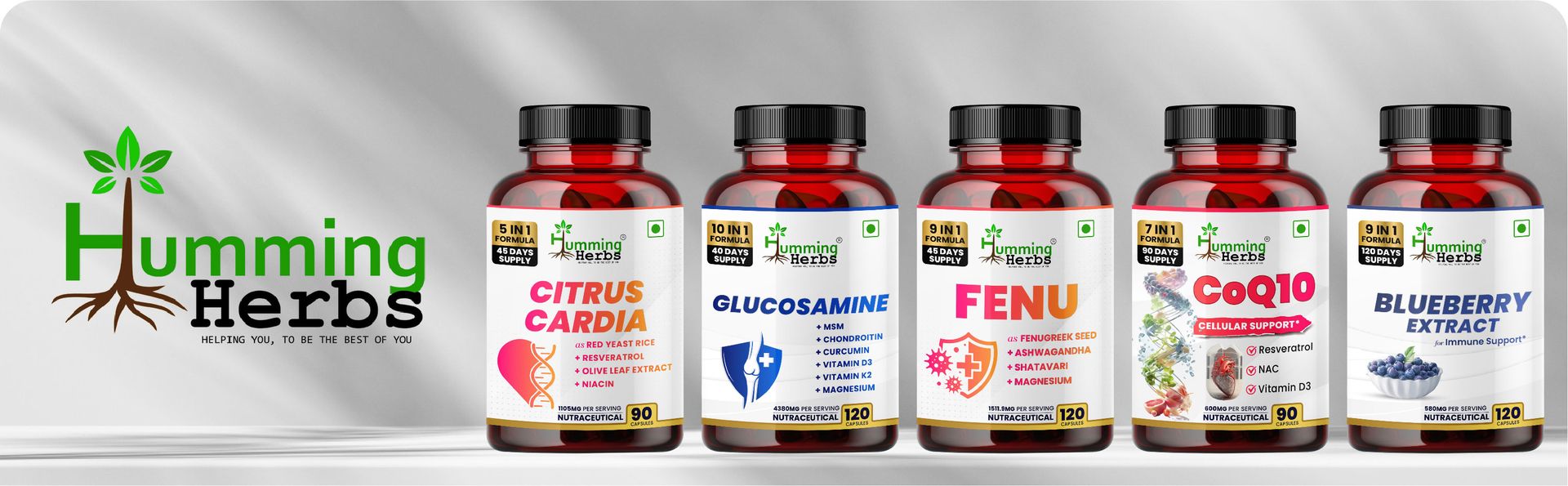 Humming Herbs Digestive Enzyme 13-in-1 – 1200 mg per Serving – Protease, Amylase, Cellulase, Hemicellulase, Glucoamylase, Maltose, Bromelain, Papain, Acid-Stable Protease, Lipase, Invertase, Lactase + Inulin – 90 Vegan Capsules