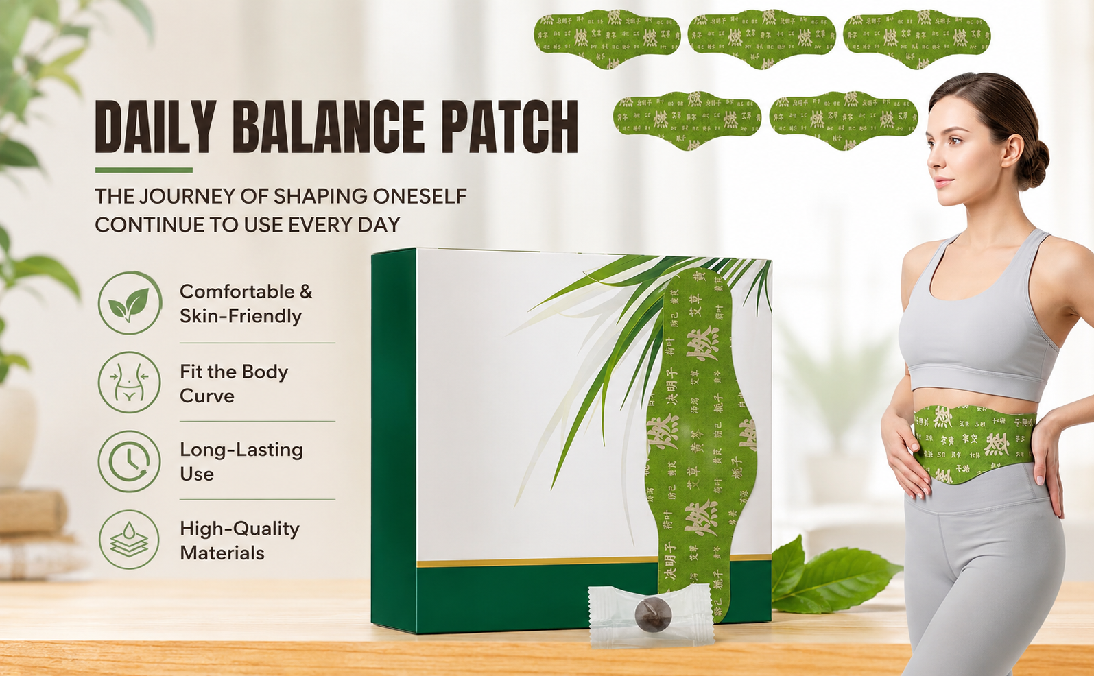 Balance Waist Patch with Herbal Formula, Belly Button Adhesive Patch for Women, Skin Friendly Daily Wellness for Abdominal Comfort and Self Care Routine, 5 Pcs Pack