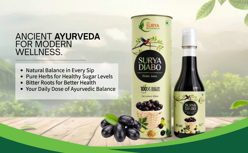 Diabo Juice, Bitter Tangy and Herbal, Ayurvedic Blood Sugar Support with Jamun, Neem, Amla, Karela, Methi, Turmeric, Bael Leaves and Kutki, Liquid, 500ml