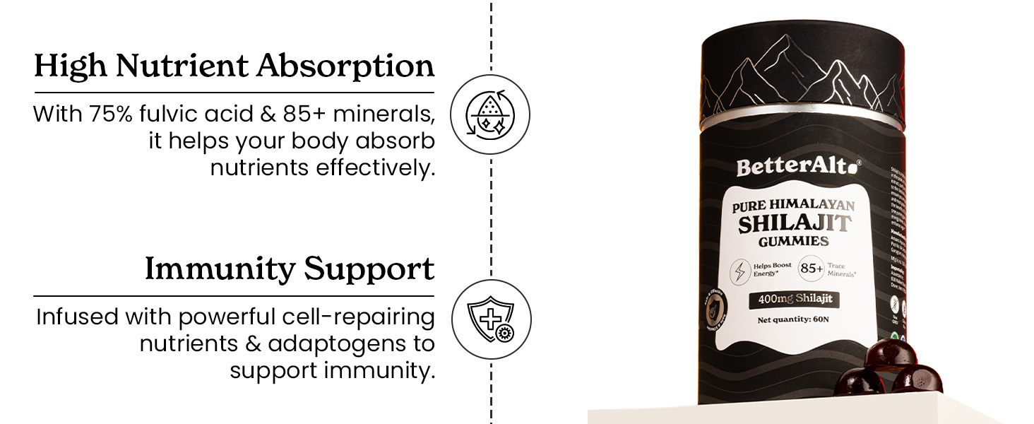 Better Alt Pure Himalayan Shilajit/Shilajeet Gummies with 100% Shilajit|Helps Muscle Recovery|Boosts Strength,Stamina & Improved energy|75%+ Fulvic Acid| Travel Friendly - Tamarind Flavor