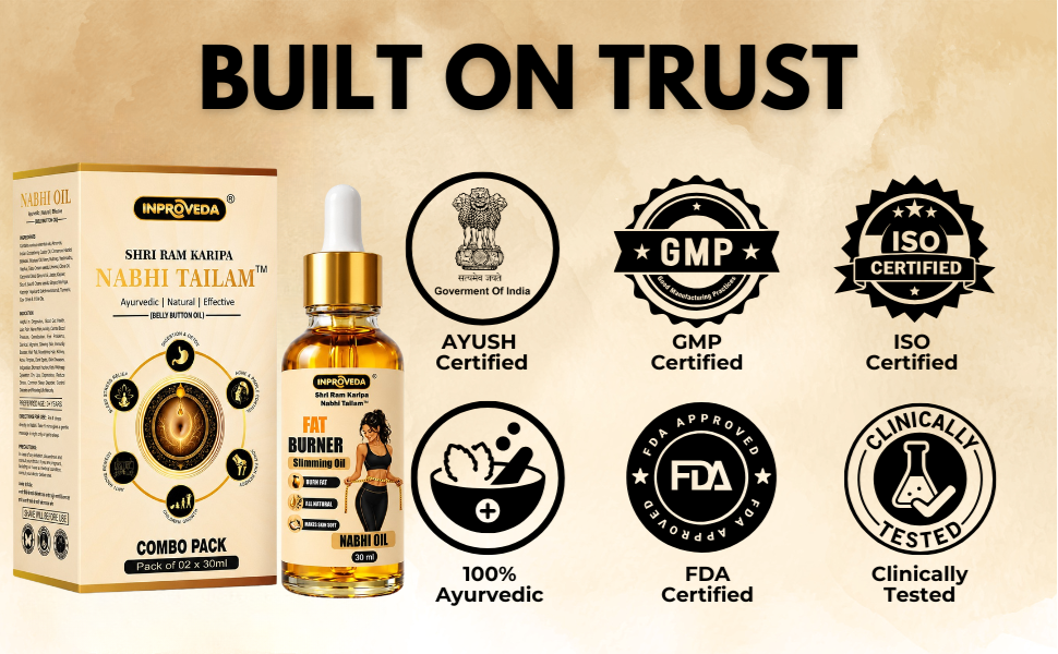 Nabhi Oil Fit & Slim Belly Button Oil | Supports Metabolism, Skin Elasticity & Detox Routine | Ayurvedic Multi Benefit for Daily Wellness & Improve Strength, Stamina & Energy | नाभि तेल | Pack of 01 X 30ml =30ml