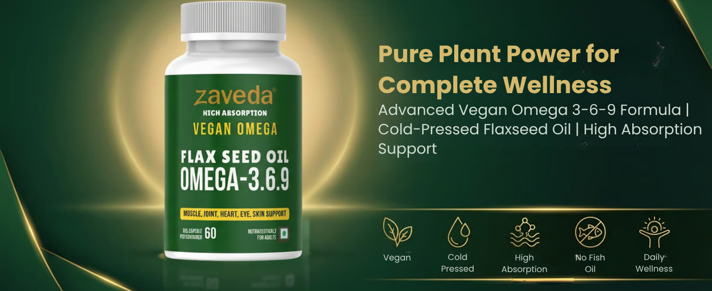 Vegan Omega 3.6.9 Flax Seed Oil Capsules, 1000 mg, 60 Capsules