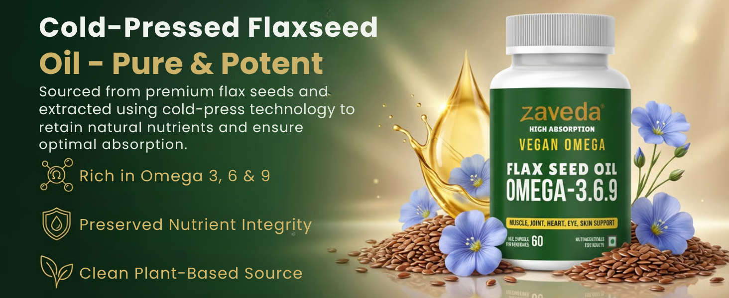 Vegan Omega 3.6.9 Flax Seed Oil Capsules, 1000 mg, 60 Capsules