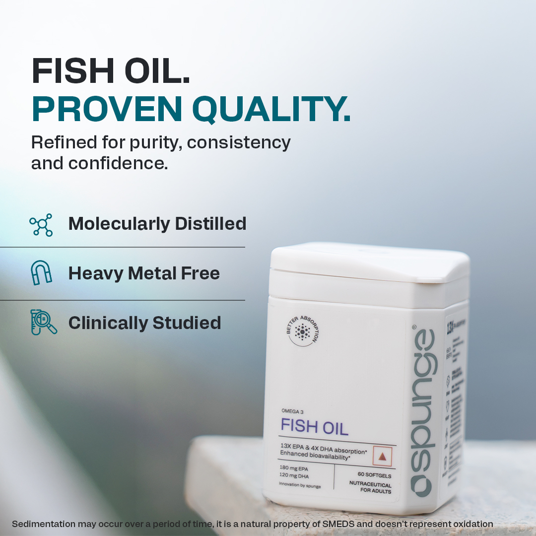 Spunge Omega 3 Fish Oil | 60 Softgels | EPA & DHA | 13X EPA & 4X DHA Absorption | Supports Heart, Brain & Joint Health | Daily Dietary Supplement