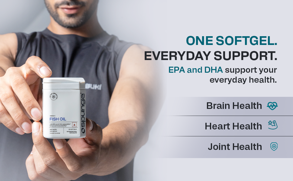Spunge Omega 3 Fish Oil | 60 Softgels | EPA & DHA | 13X EPA & 4X DHA Absorption | Supports Heart, Brain & Joint Health | Daily Dietary Supplement