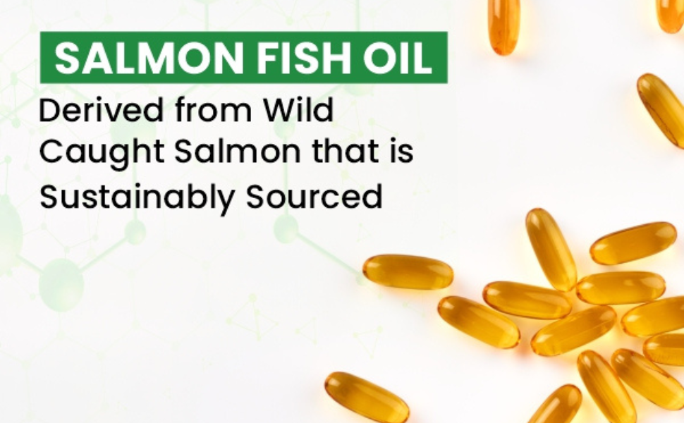 Vedayu Salmon Fish Oil Omega 3 Capsule 1000mg – Omega-3 Supplement with Salmon Oil for Heart & Brain Health - 30 Softgels Capsules