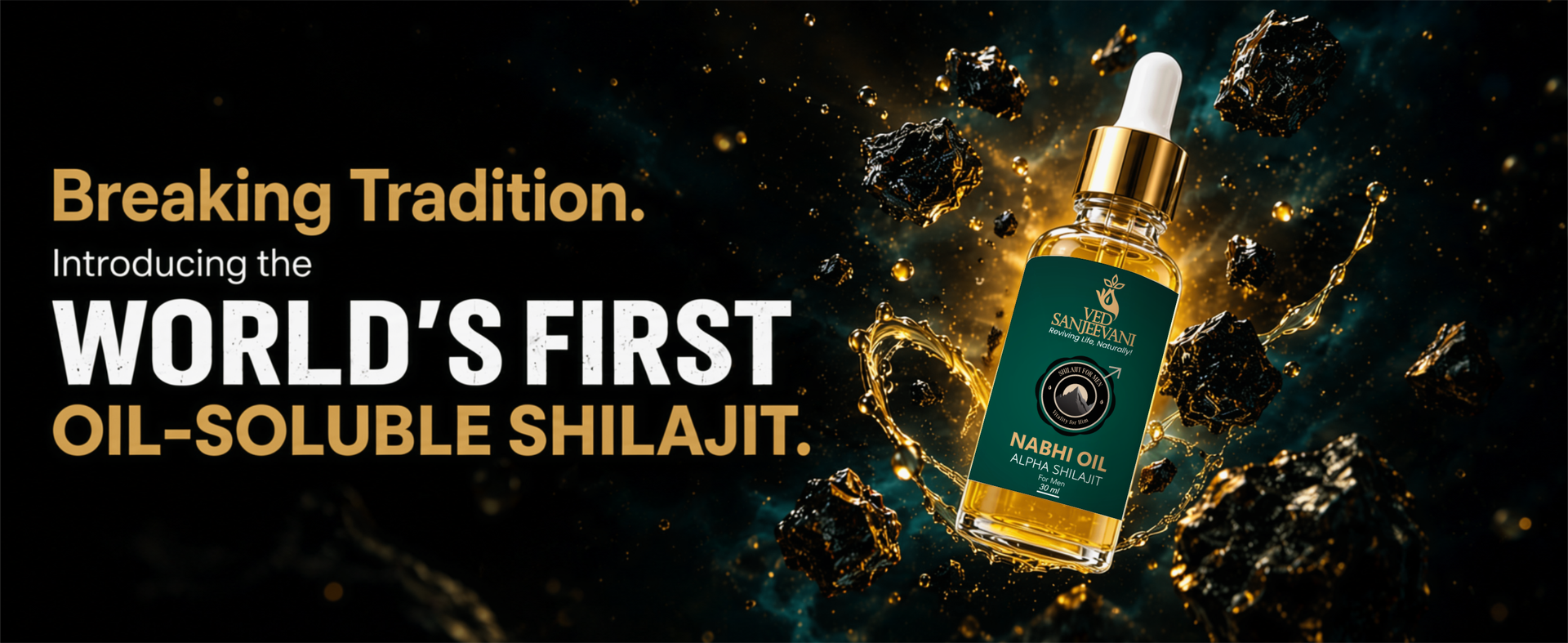 Ved Sanjeevani Alpha Shilajit Nabhi Oil for Men | 30 ml