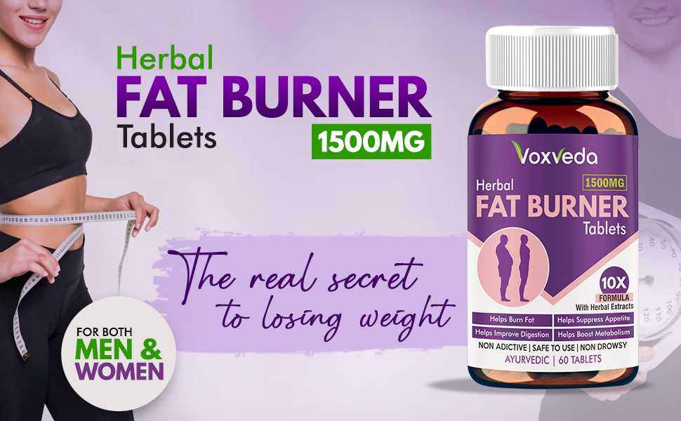 Fat Burner Tablets 1500 mg (60 Tablets) | Fat Burner Tablet for Men and Women | Herbal Fat Burner Tablets | Helps Weight Loss Support with Herbal Extracts | Helps Burn Fats