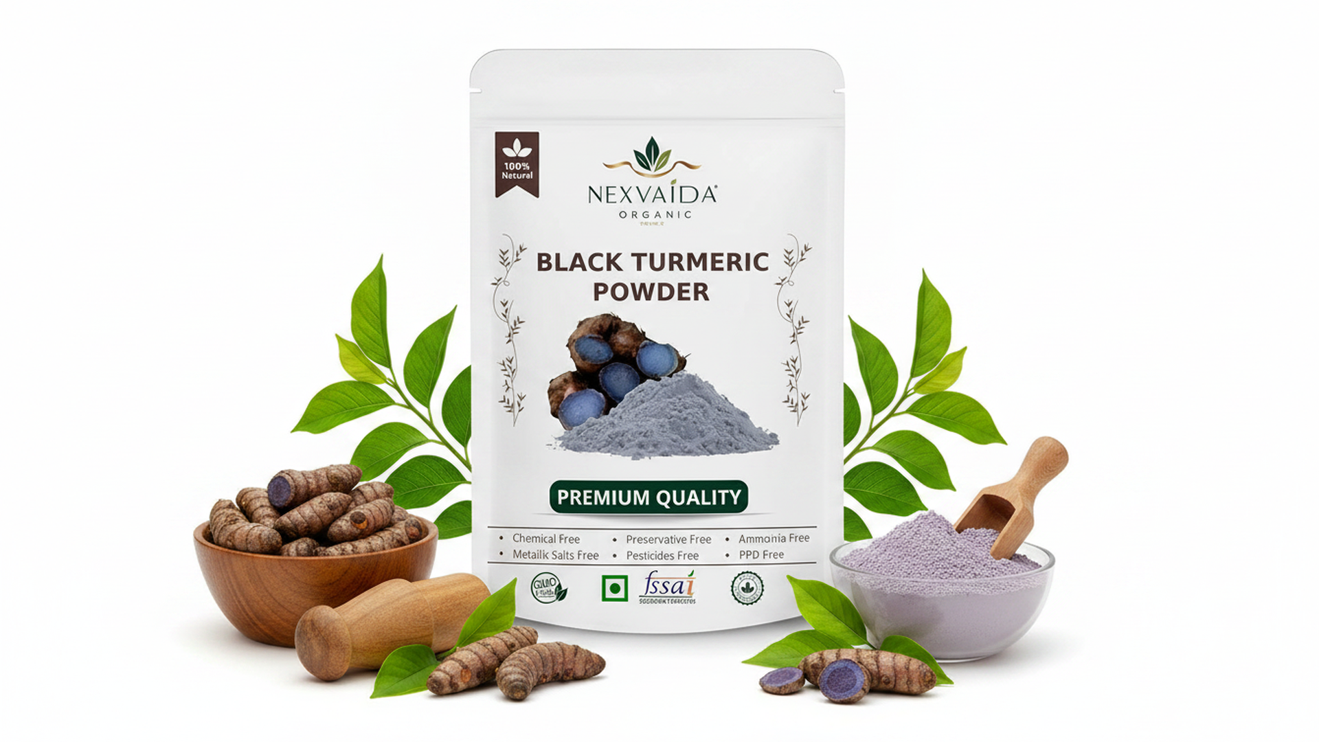 Black Turmeric Powder - 100 gm | (Kali Haldi) - 100% Pure & Natural, Raw Herbal Powder, Chemical-Free, Finely Ground, for Ayurvedic & Spiritual Use