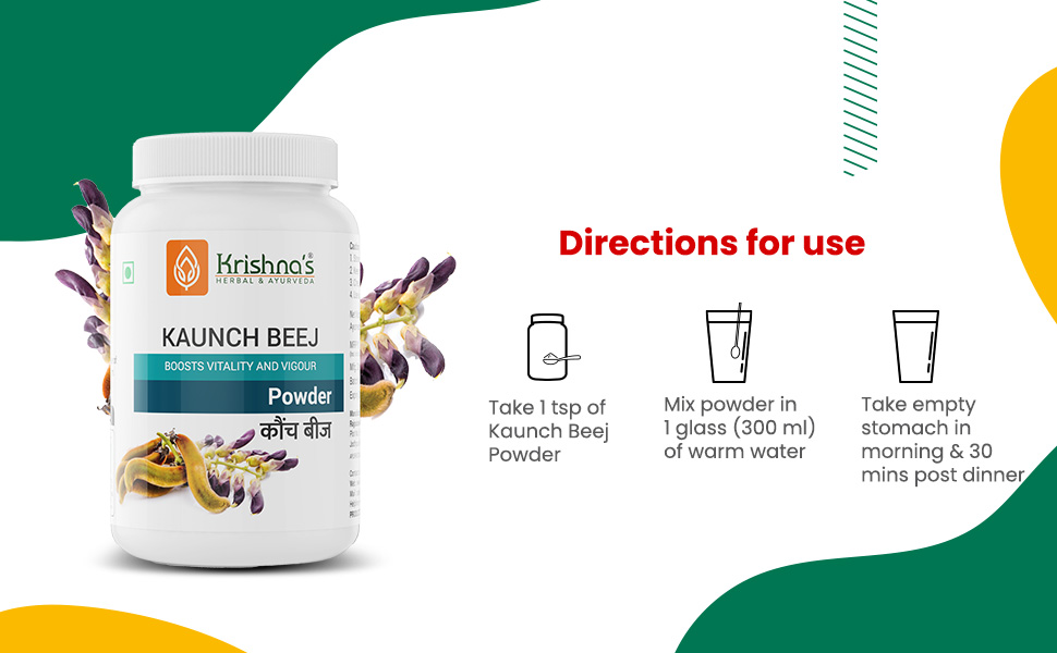 Krishna's Kaunch Beej (Mucuna pruriens) Powder - 100 g | 100% Natural Kaunch seeds | Boosts Vigour & Vitality