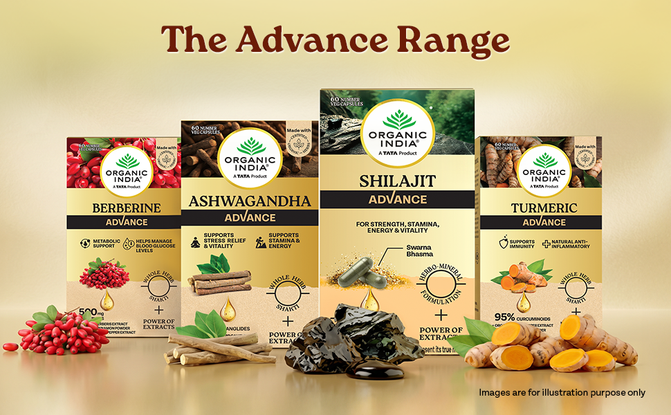 Organic India Shilajit Advance Capsules, 60 Veg Capsules, 75% Fulvic Acid, With Ashwagandha, Gokshura & Safed Musli, Strength, Stamina, Energy & Vitality Support