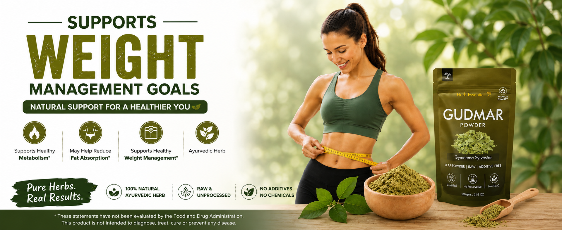 Herb Essential Gudmar Leaf Powder 100g, Gymnema Sylvestre Ayurvedic Herb