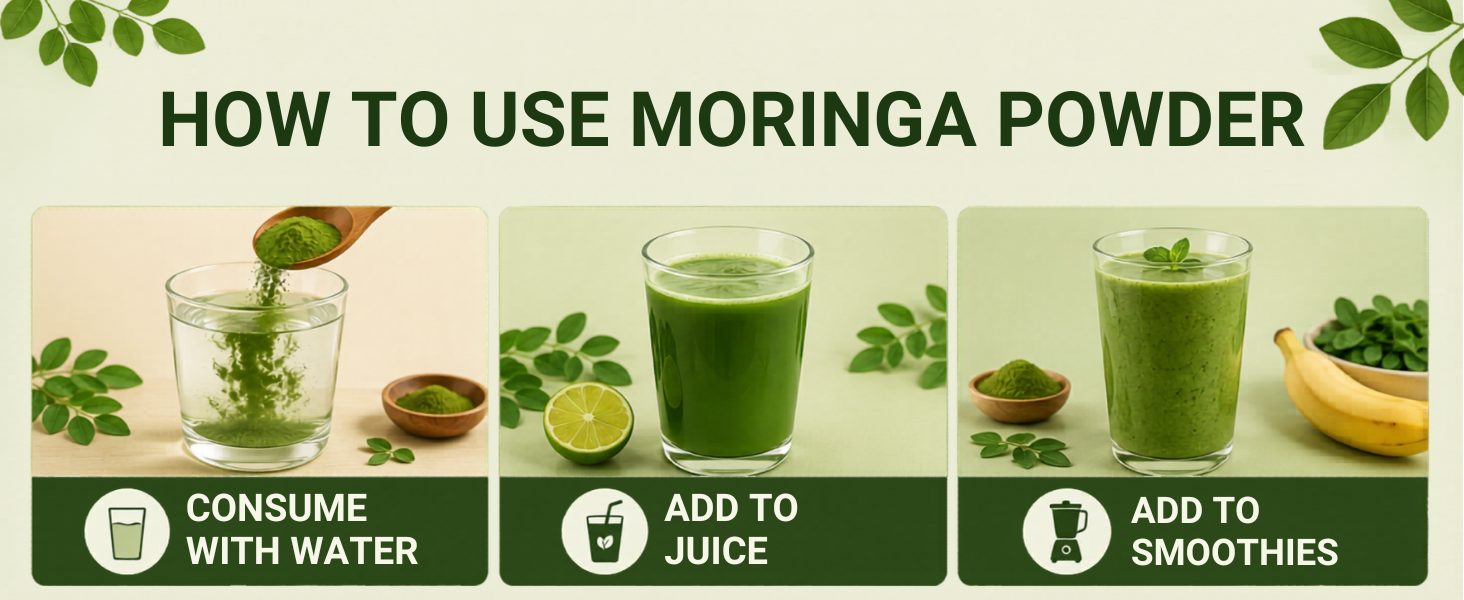 100% Certified Organic Moringa Powder - Moringa Oleifera - USDA Certified | Moringa Leaves Powder | Pure Drumstick Leaves Powder | Moringa Powder Organic | Vegan Superfood - 200g