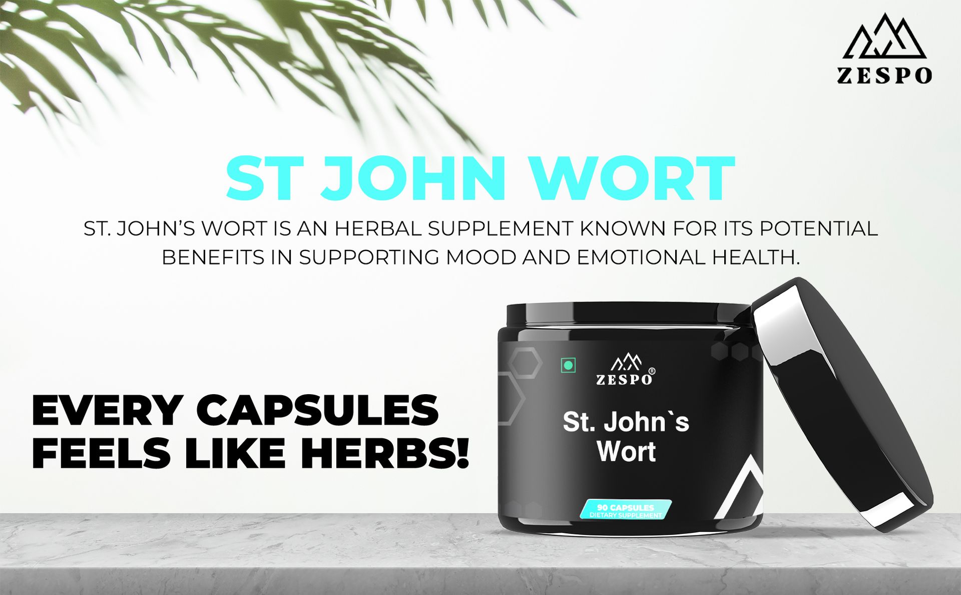Zespo St John Wort 530mg Herbal Supplement, Mood Support, 90 Capsules
