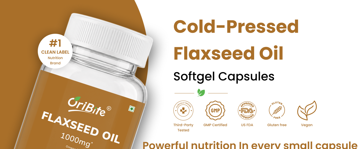 Omega 3-6-9 Capsules with Flaxseed Oil – Plant-Based Essential Fatty Acid Supplement – Daily Wellness Support 1000g (60 Count (Pack of 2))