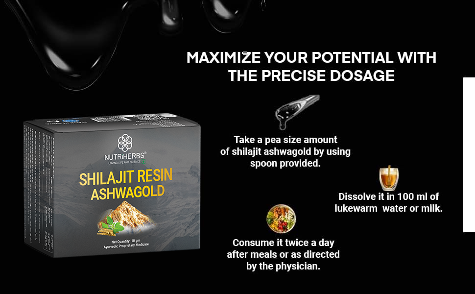 NUTRI HERBS Shilajit Resin Ashwagold 10g – Pure Himalayan Shilajit for Men & Women | Stamina, Energy & Muscle Building Supplement | Ayurvedic Stamina Booster with Ashwagandha | for Gym & Endurance Support (10g Pack of 5)
